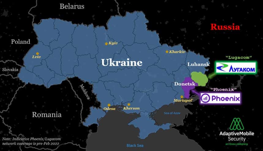 Ukraine map showing telecom operators during the war