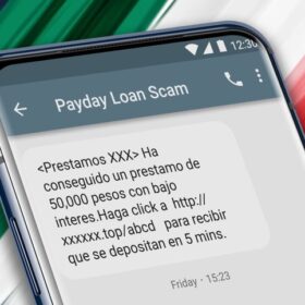 Example of a mexican payday loan scam SMS message