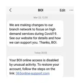 Phishing scam Irish bank